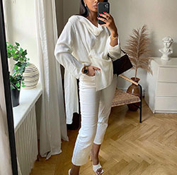 White style outfit with formal wear, trousers: White Outfit,  Formal wear  