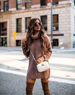 Brown outfit ideas with trousers, sweater, jacket: Riding boot,  Boot Outfits,  Street Style,  Knee High Boot,  Brown Outfit,  Turtleneck Sweater Outfits  
