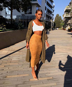 Boujee outfits for women, fashion outfits, womens fashion, street fashion, fashion killa, pencil skirt: Pencil skirt,  Fashion outfits,  Fashion week,  Date Outfits,  instafashion,  Street Style,  Orange And Brown Outfit  