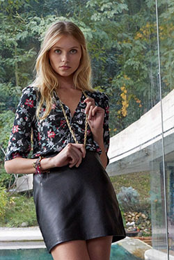 Blouse fleurie comptoir des cotonniers: Pencil skirt,  T-Shirt Outfit,  Black Outfit,  Leather Skirt Outfit  