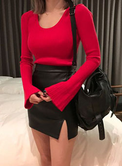 Pink and red clothing ideas with miniskirt, skirt: Grunge fashion,  Leather Skirt Outfit,  Pink And Red Outfit  