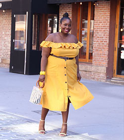Yellow clothing ideas with trousers: Street Style,  Plus size outfit,  yellow outfit  