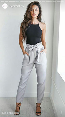 White colour outfit with trousers, shorts: fashion model,  White Outfit,  Pant Outfits,  Pleated Trousers  