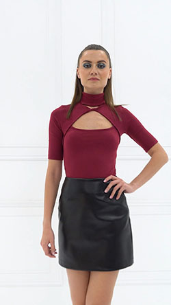 Magenta and maroon colour outfit ideas 2020 with cocktail dress, miniskirt: Cocktail Dresses,  Leather Skirt Outfit,  Magenta And Maroon Outfit,  Maroon Outfit  