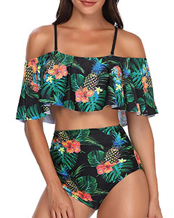Ruffle Off Shoulder High Waisted Flounce Bikini | Summer Outfit Ideas 2020: bikini,  Outfit Ideas,  summer outfits  