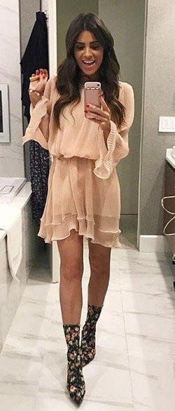 Beige classy outfit with boot, shoe, dress boot: Hot Girls,  Boot Outfits,  Beige Dress  