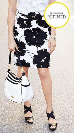 Black and white outfit ideas with pencil skirt, shorts, skirt: Pencil skirt,  Ballet flat,  Monochrome photography,  Skirt Outfits,  Black And White Outfit,  Black And White  