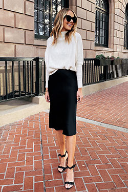 Black and white outfit ideas with pencil skirt, shirt, skirt: Pencil skirt,  Street Style  