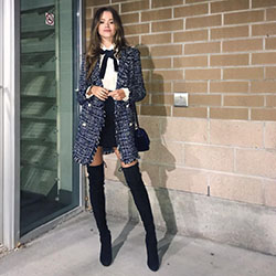 Valeria lipovetsky outfits: Boot Outfits,  Baddie Outfits,  Casual Outfits,  Valeria Lipovetsky,  Black Tights,  Outfit of The Day,  Black Knee-High Boot  