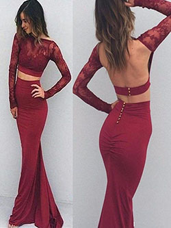 Long sleeve prom dresses backless: Cocktail Dresses,  Backless dress,  Evening gown,  Prom Dresses,  Formal wear,  Maroon And Red Outfit  