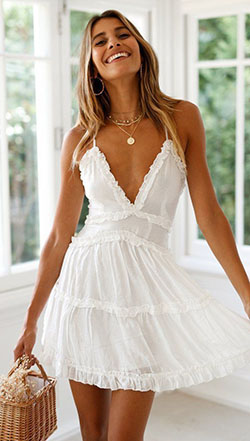 White trendy clothing ideas with party dress: party outfits,  fashion model,  Teen outfits,  White Outfit,  Lingerie Top  