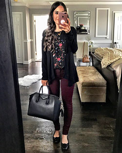 Trendy clothing ideas cute teacher outfits 2018: Business casual,  Street Style,  Brown And Black Outfit,  Floral Top Outfits  