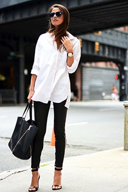 Colour ideas white shirt outfit slim fit pants, business casual: black pants,  shirts,  Smart casual,  Business casual,  Street Style,  Casual Outfits,  Slim-Fit Pants,  White Shirt  