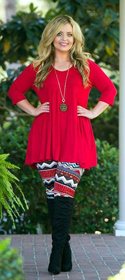 Plus size winter tunic fashion: Maroon And Red Outfit,  Legging Outfits  