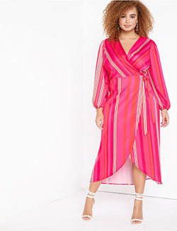 Magenta and pink outfit Stylevore with wrap dress, nightwear, day dress, skirt: Wrap dress,  fashion model,  day dress,  Plus size outfit,  Magenta And Pink Outfit,  Fashion To Figure  