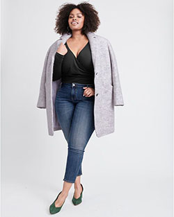 Colour outfit with jacket, denim, jeans: fashion blogger,  Plus size outfit  