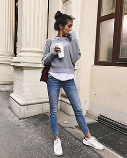 White colour outfit ideas 2020 with denim, jeans: Jeans Outfit,  White Outfit,  Street Style  