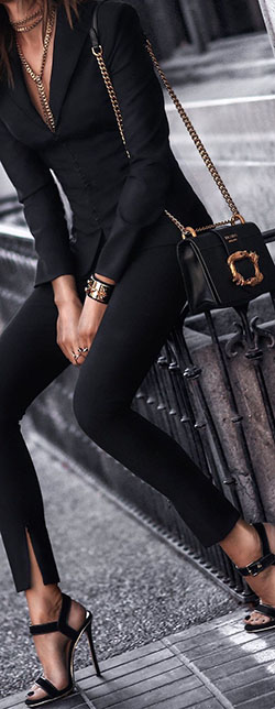 Black outfit gold accessories, fashion accessory: Black Outfit,  Fashion accessory  