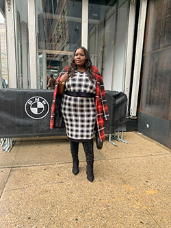 Cute outfit ideas with tartan, skirt, denim: Street Style,  Plus size outfit  