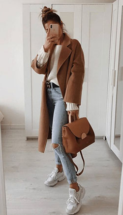 Beige and brown colour outfit with trousers, jacket, blazer: Fashion week,  Casual Outfits,  Comfy Outfit Ideas  