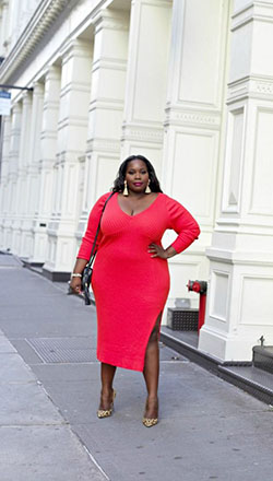 Pink and red clothing ideas with cocktail dress, sweater, blazer: Cocktail Dresses,  Clothing Ideas,  fashion model,  Street Style,  Plus size outfit,  Pink And Red Outfit  