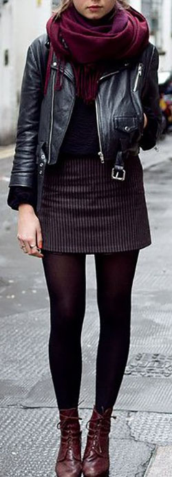 Skirt and stockings winter looks: winter outfits,  Hot Girls,  Black Outfit,  Street Style,  Mini Skirt Outfit  