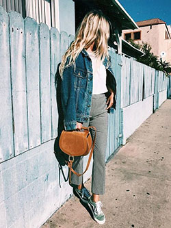 Outfit instagram vans azules look, street fashion, jean jacket: Denim Outfits,  Jean jacket,  Street Style,  Turquoise Outfit  