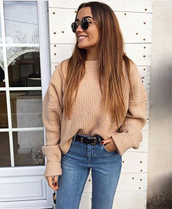 Lookbook fashion jeans with belt: Jeans Outfit  