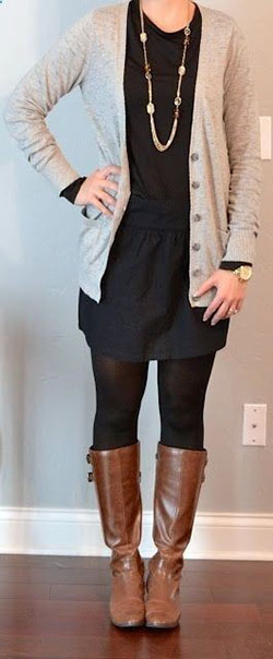 Long sweater leggings and boots: Riding boot,  Knee High Boot,  Brown Outfit,  Legging Outfits  