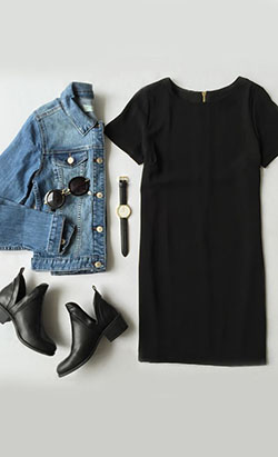 Black shift dress outfit ideas: T-Shirt Outfit,  Date Outfits,  Black And Blue Outfit  
