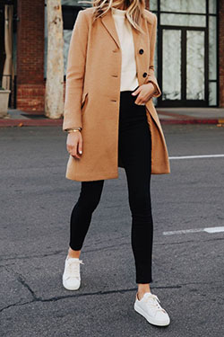 Brown and white colour outfit, you must try with trench coat, overcoat, coat: Polo neck,  Boot Outfits,  Trench coat,  Polo coat,  Street Style,  Casual Outfits,  Comfy Outfit Ideas,  Brown Trench Coat,  Wool Coat  