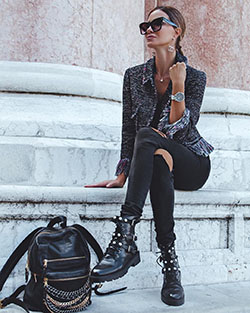 Colour outfit combat boots outfit, street fashion, combat boot: Black Outfit,  Combat boot,  Street Style  