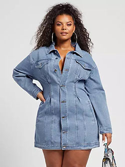 Mandi long trucker denim jacket: Jean jacket,  fashion model,  Date Outfits,  Blue Outfit  