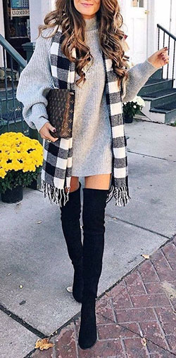 Colour ideas winter dress outfits, winter clothing, street fashion, casual wear: winter outfits,  Black Outfit,  Boot Outfits,  Street Style  