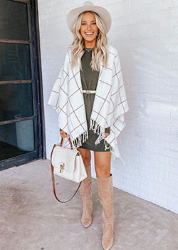 White classy outfit with fur dress handbag, shoe: fashion model,  Street Style  