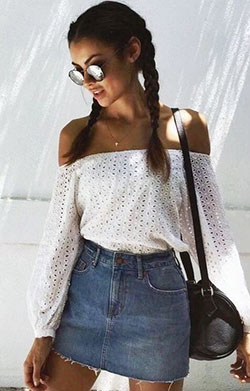 White outfit Pinterest with blouse, shorts, skirt: Casual Outfits  