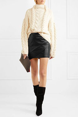 Designer outfit iro enmag skirt, polo neck: Polo neck,  Beige Outfit,  Mini Skirt Outfit  