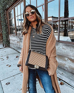 Beige and brown outfit ideas with jacket, tartan, jeans: Street Style,  Comfy Outfit Ideas  