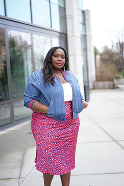 Yellow and pink dresses ideas with pencil skirt, jacket, skirt: Pencil skirt,  Street Style,  Plus size outfit,  Yellow And Pink Outfit  