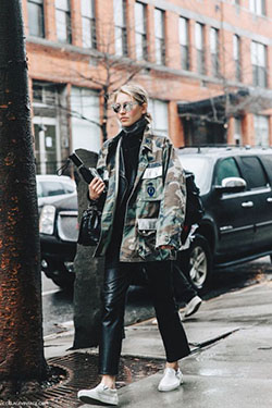 Military vintage street style, military camouflage, military uniform, street fashion: Military camouflage,  Military uniform,  Street Style,  Jacket Outfits  