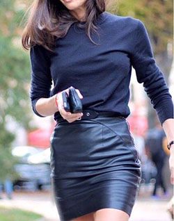 Barbara martelo con falda de cuero: Pencil skirt,  T-Shirt Outfit,  Black Outfit,  Street Style,  Mini Skirt Outfit  