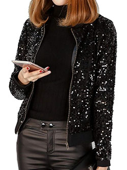Sequin blazer plus size, clothing sizes, flight jacket: Clothing Ideas,  Black Outfit,  Flight jacket,  Sequin Dresses,  Sequin Outfits  