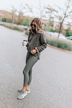 Outfit style grey leggings outfit, street fashion, capri pants, casual wear: White Outfit,  Capri pants,  Street Style,  Girls Hoodies  