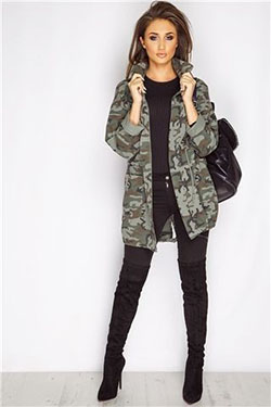 Lookbook fashion military jacket outfit camouflage military jacket, military camouflage: fashion model,  Military camouflage,  Khaki Outfit  
