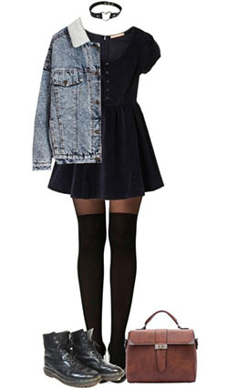 Beautiful clothing ideas grunge dress outfit, fashion accessory, grunge fashion: Grunge fashion,  Black Outfit,  Fashion accessory,  Thigh High Socks  