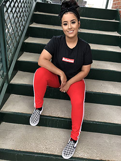 Red adidas leggings with checkered vans: Legging Outfits,  Cute Legging Outfit,  Red Legging  