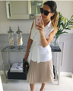 White and pink lookbook fashion with evening gown, sleeveless shirt, miniskirt, blazer: Evening gown,  Sleeveless shirt,  Skirt Outfits,  T-Shirt Outfit,  White And Pink Outfit  