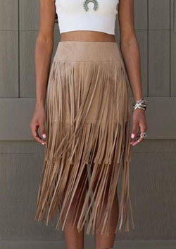 Camel suede fringe skirt suede fringe skirt, cocktail dress: Cocktail Dresses,  Crop top,  Beige And Brown Outfit,  Boho Chic,  Fringe Skirts  