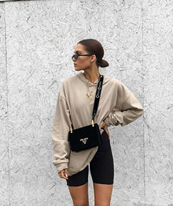 Beige and white style outfit with cycling shorts, sportswear, trousers: Cycling shorts,  Street Style,  Beige And White Outfit,  Blazers And Shorts Outfit  