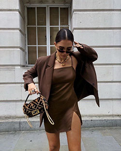 Brown fashionnova clothing ideas with trousers, jacket, blazer: Street Style,  Brown Outfit  